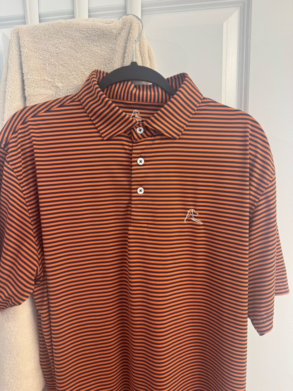 Rhoback Men's Striped Polo Shirt - Orange/navy